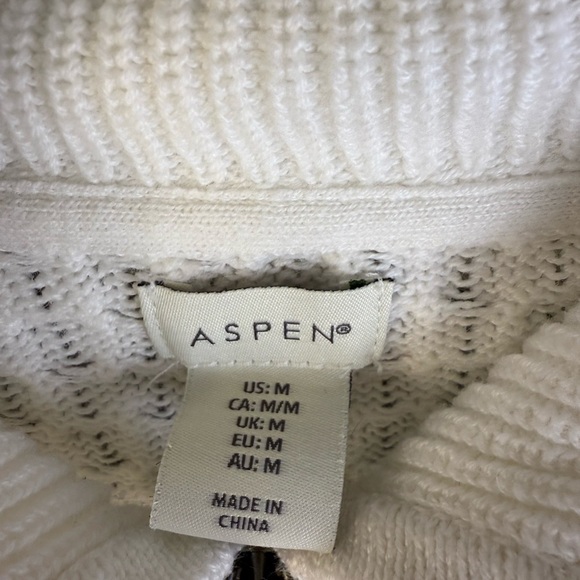 Aspen zip up light weight sweater jacket white size medium preowned - Picture 3 of 10
